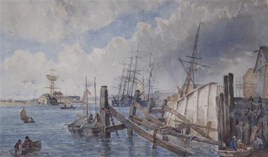 English School c.1860 Littlehampton Harbour largest 28 x 41cm, unframed